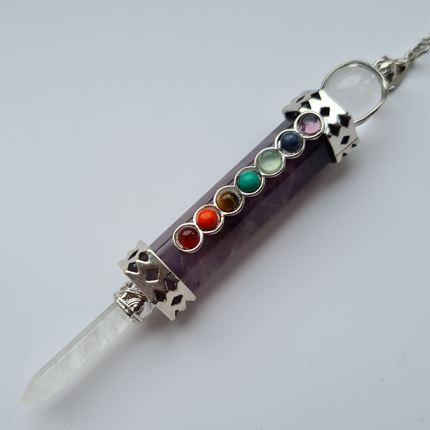 Amethyst Dowsing Pendulum, Chakra Balancing, Divination, Healing