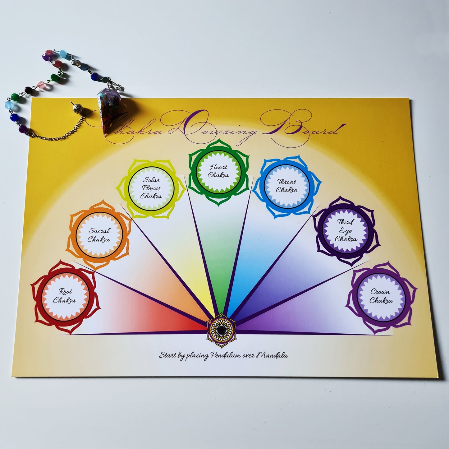 Chakra Dowsing Board with FREE scrying 8pp Booklet