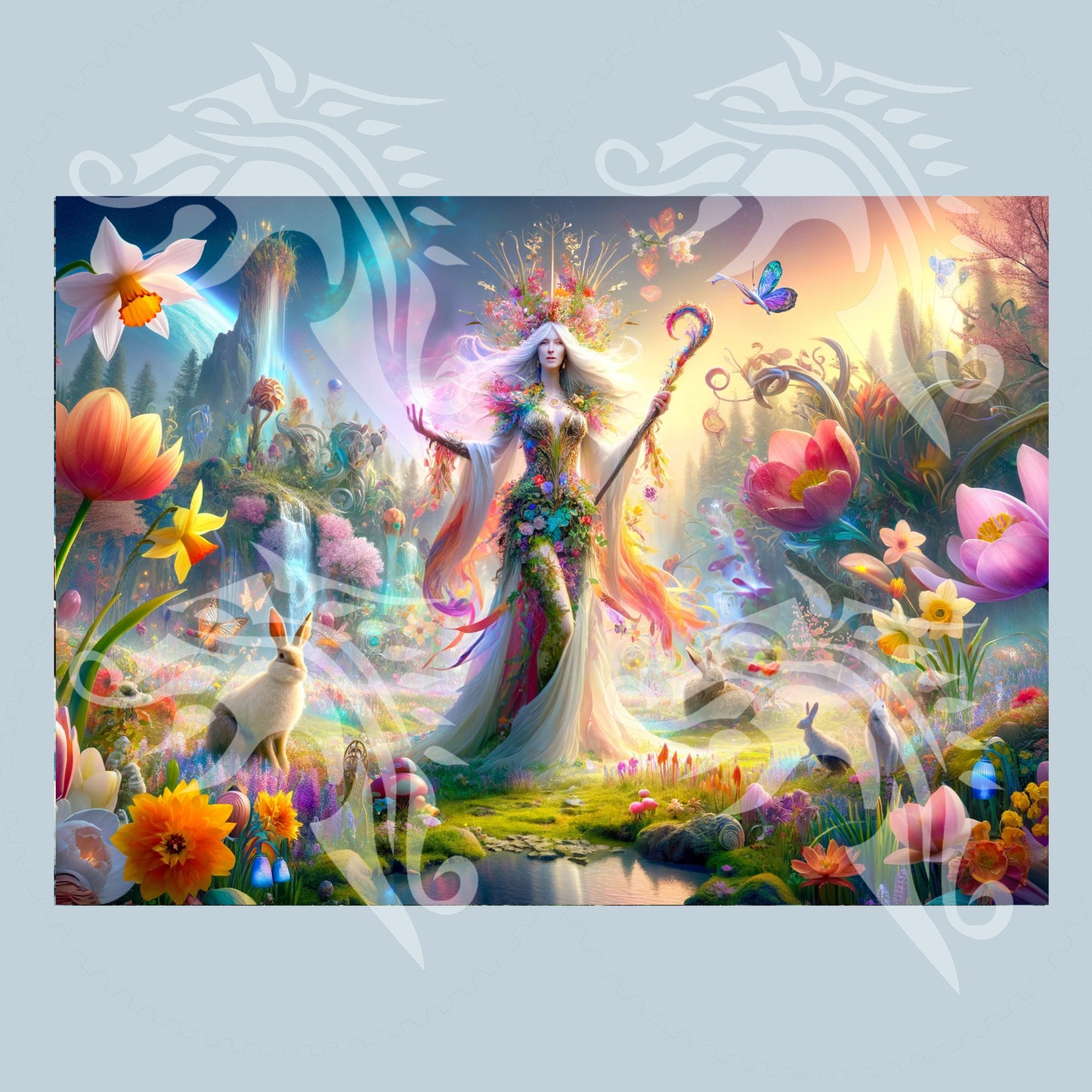 OSTARA, Goddess Eostre, Easter, Blank Greetings Card