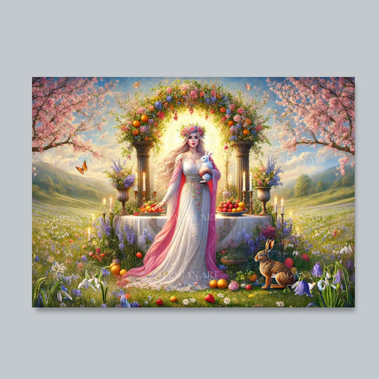 OSTARA, Ostara Gifts, spring goddess, Easter card, greetings card, blank card
