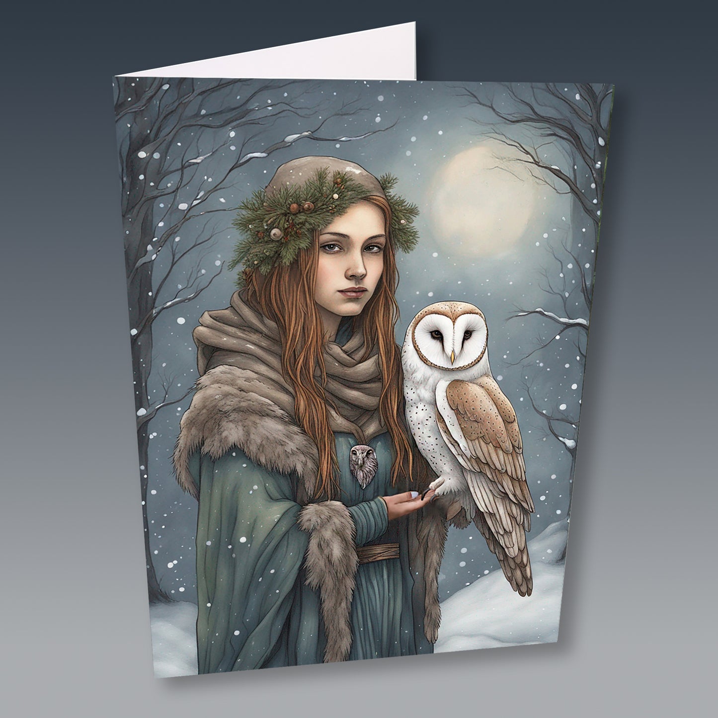 Owl Goddess Athena, Greetings Card, Blank