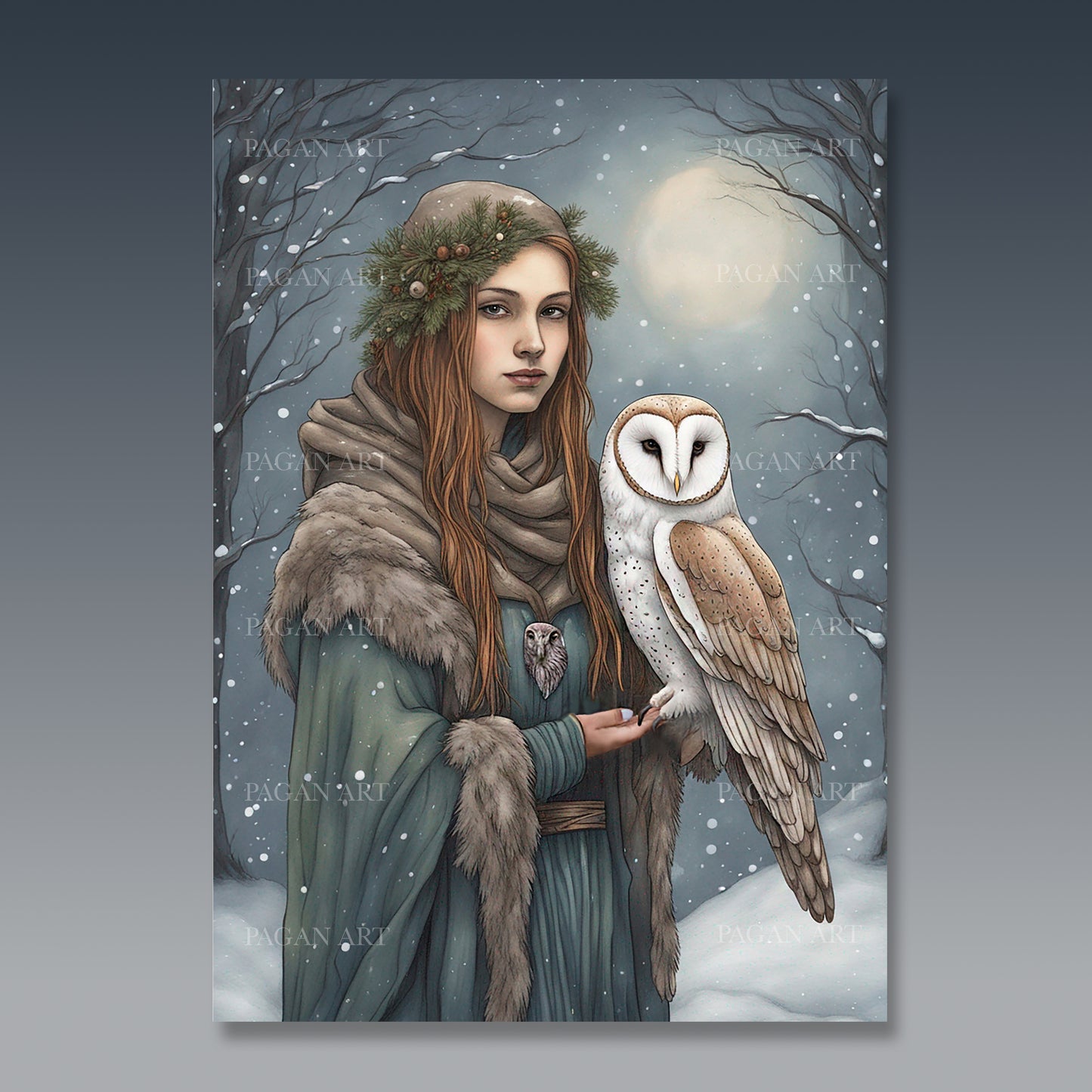 Owl Goddess Athena, Greetings Card, Blank