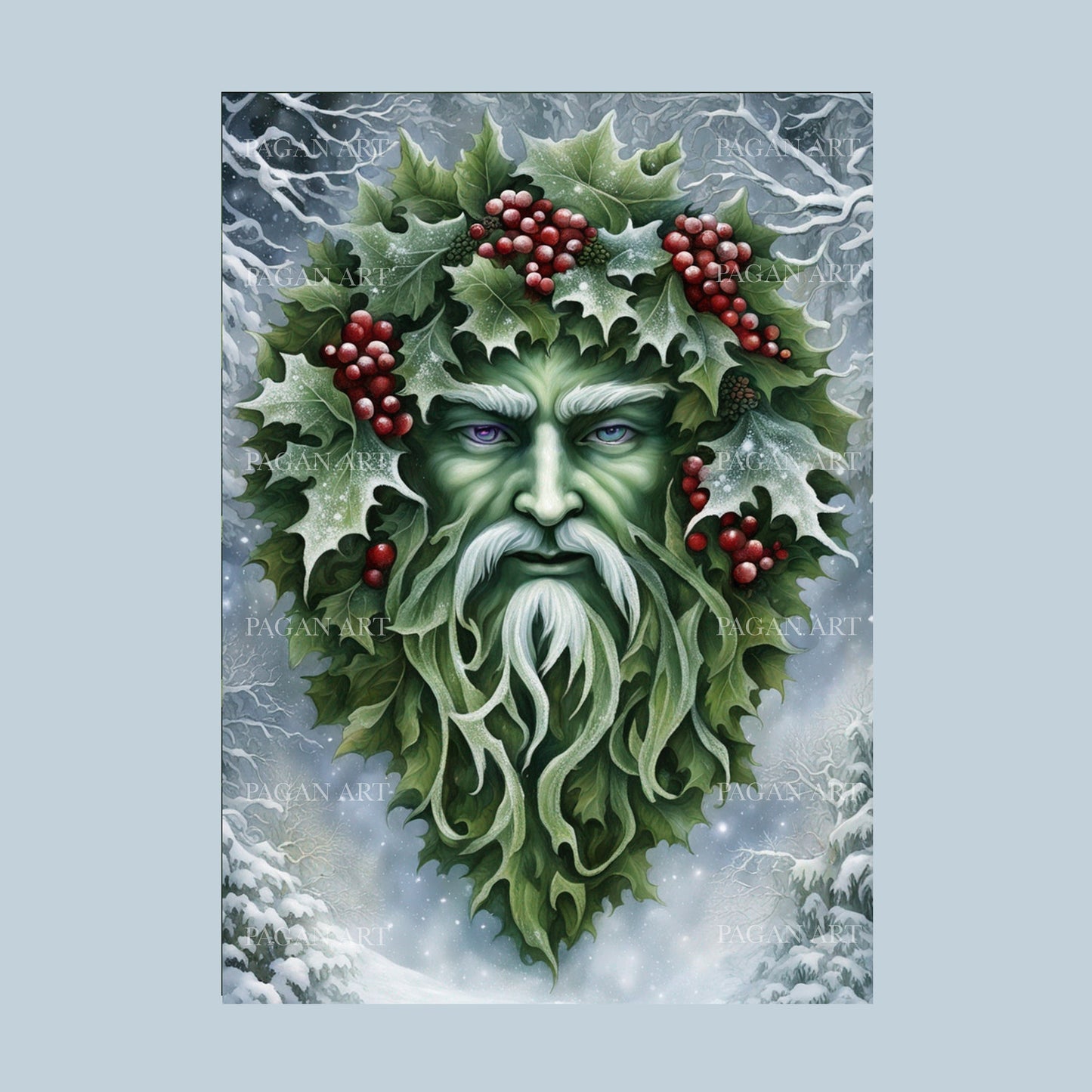 The Green Man of Winter, Greetings Card, Blank