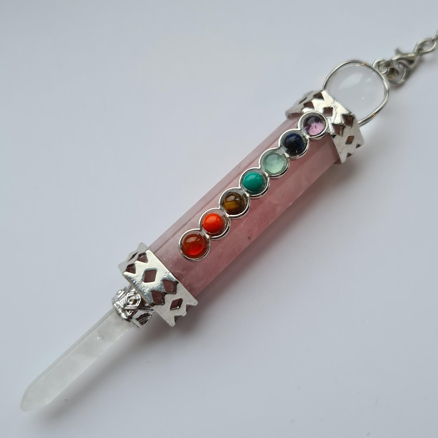 Rose Quartz Dowsing Pendulum, Chakra Balancing, Divination, Healing