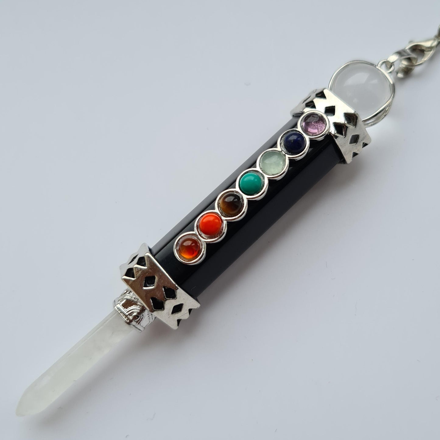 Black Agate Dowsing Pendulum, Chakra Balancing, Divination, Healing
