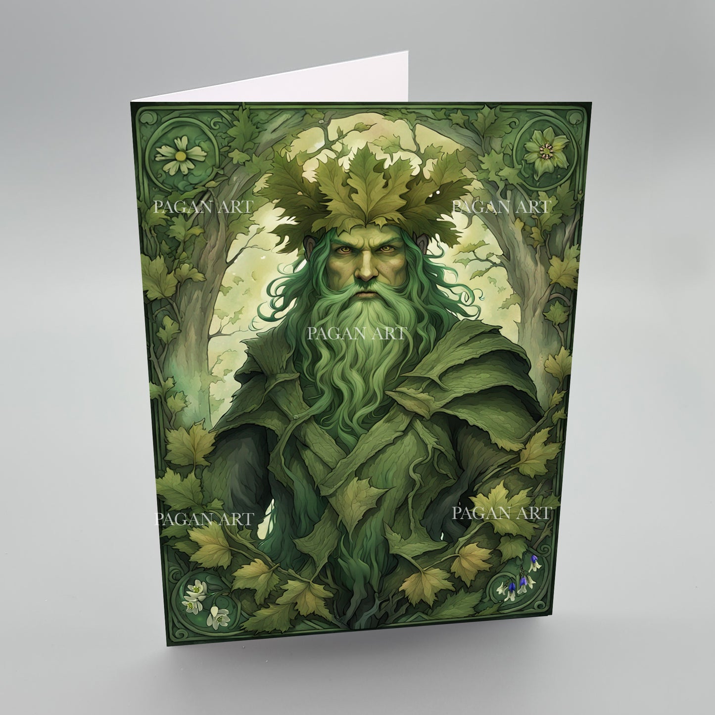 Green Man, Greetings Card, Blank