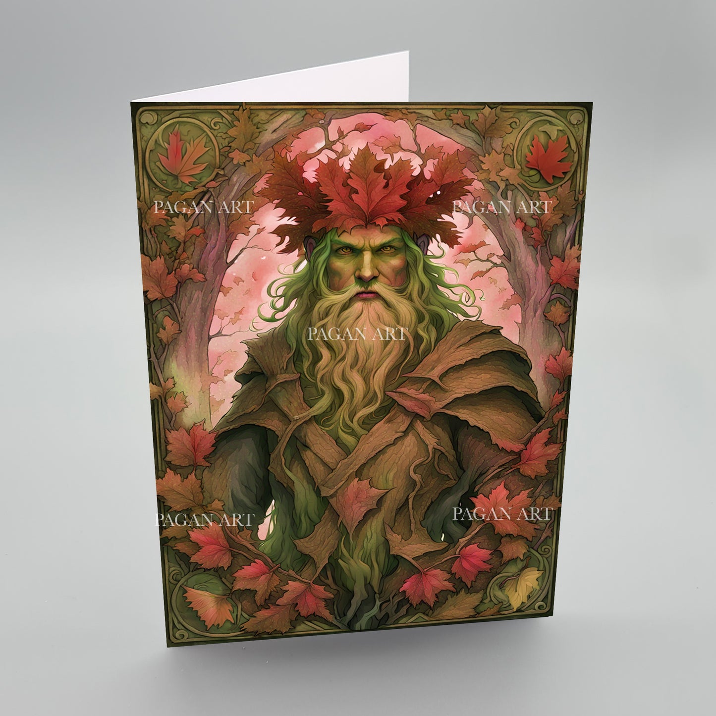 Green Man of Autumn, Greetings Card, Blank