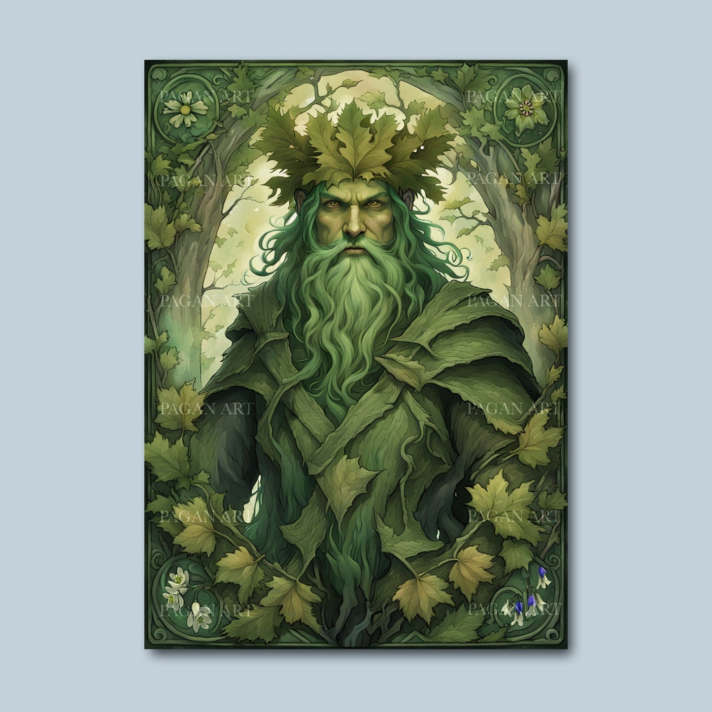 Green Man, Greetings Card, Blank