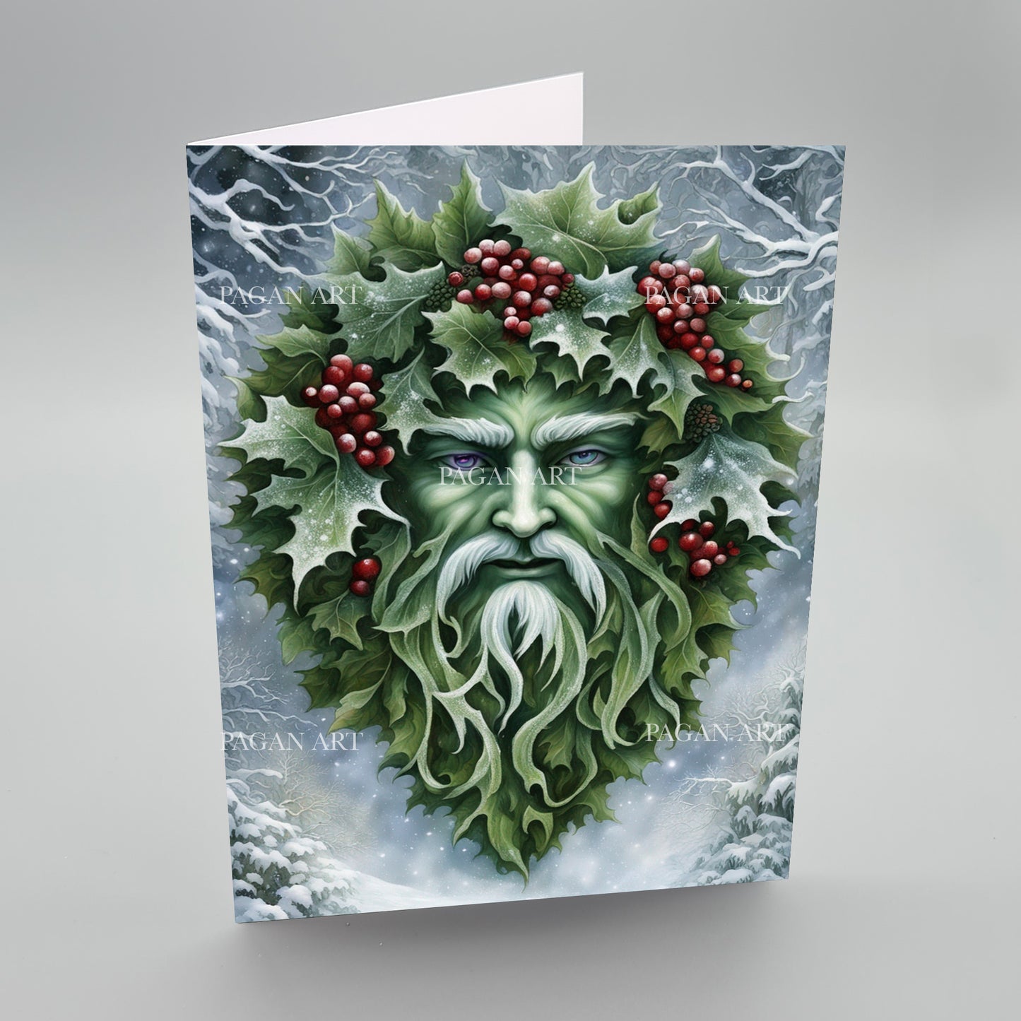 Green Man of Winter, Greetings Card, Blank