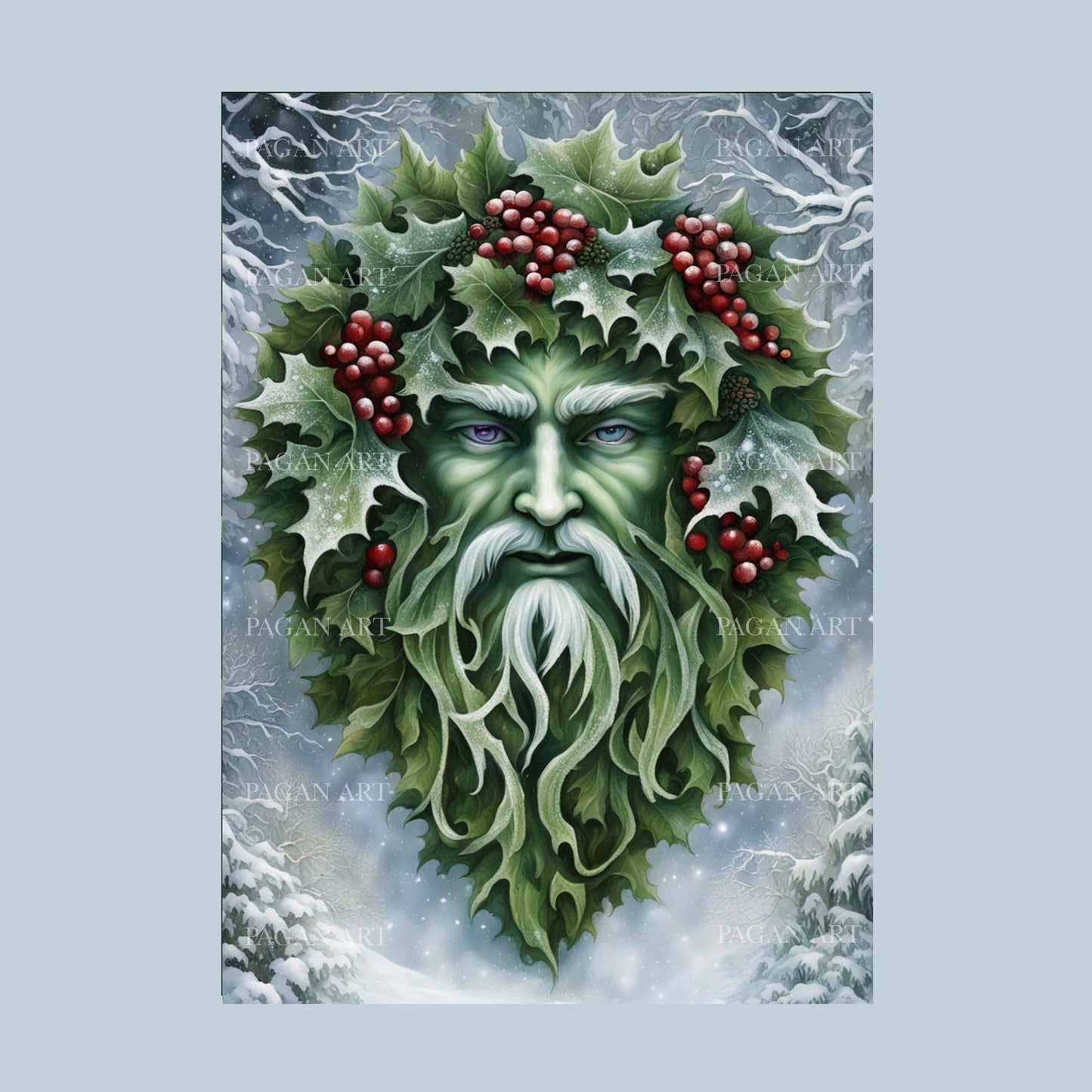 Green Man of Winter, Greetings Card, Blank