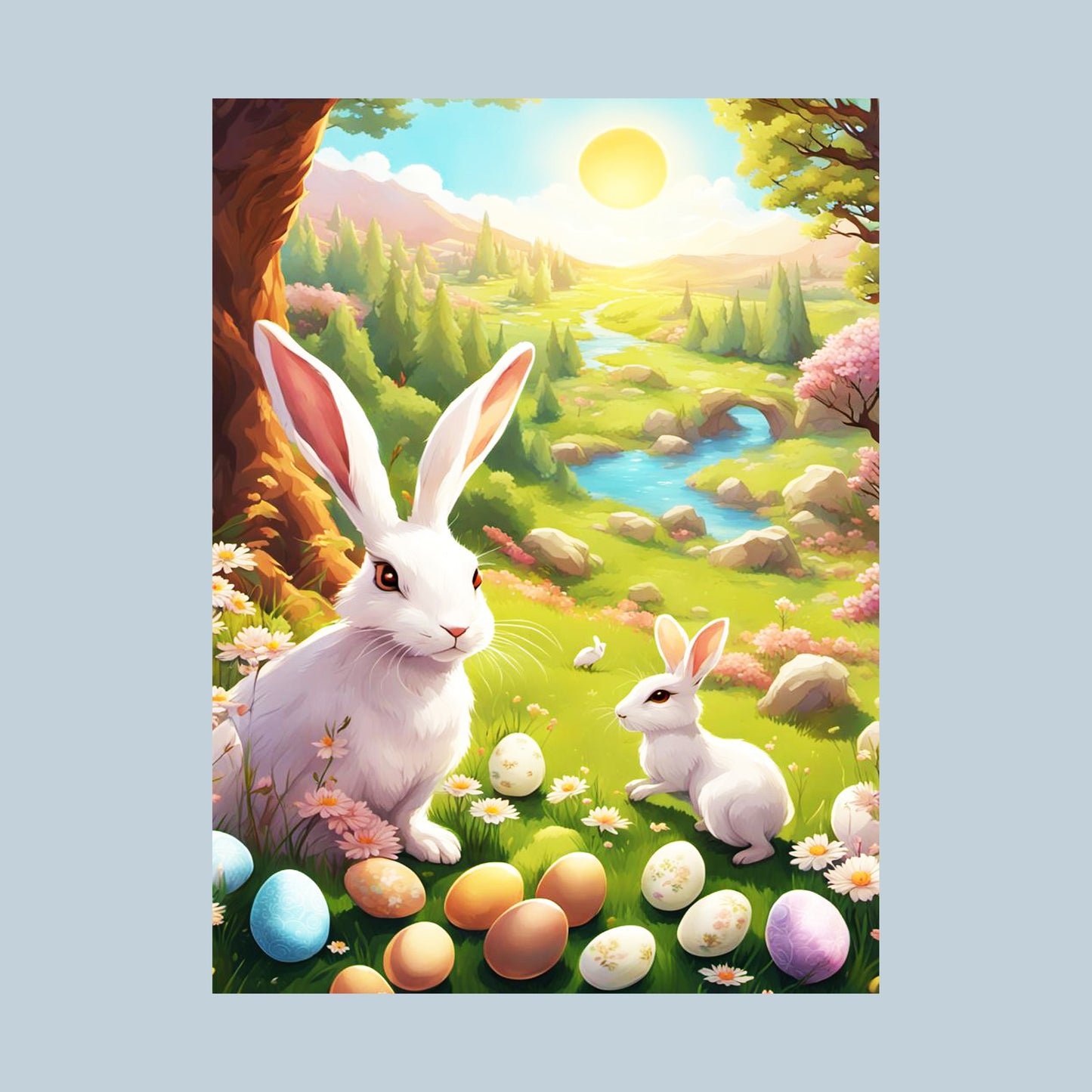 Easter Card – Bunnies and Eggs – Blank GC242