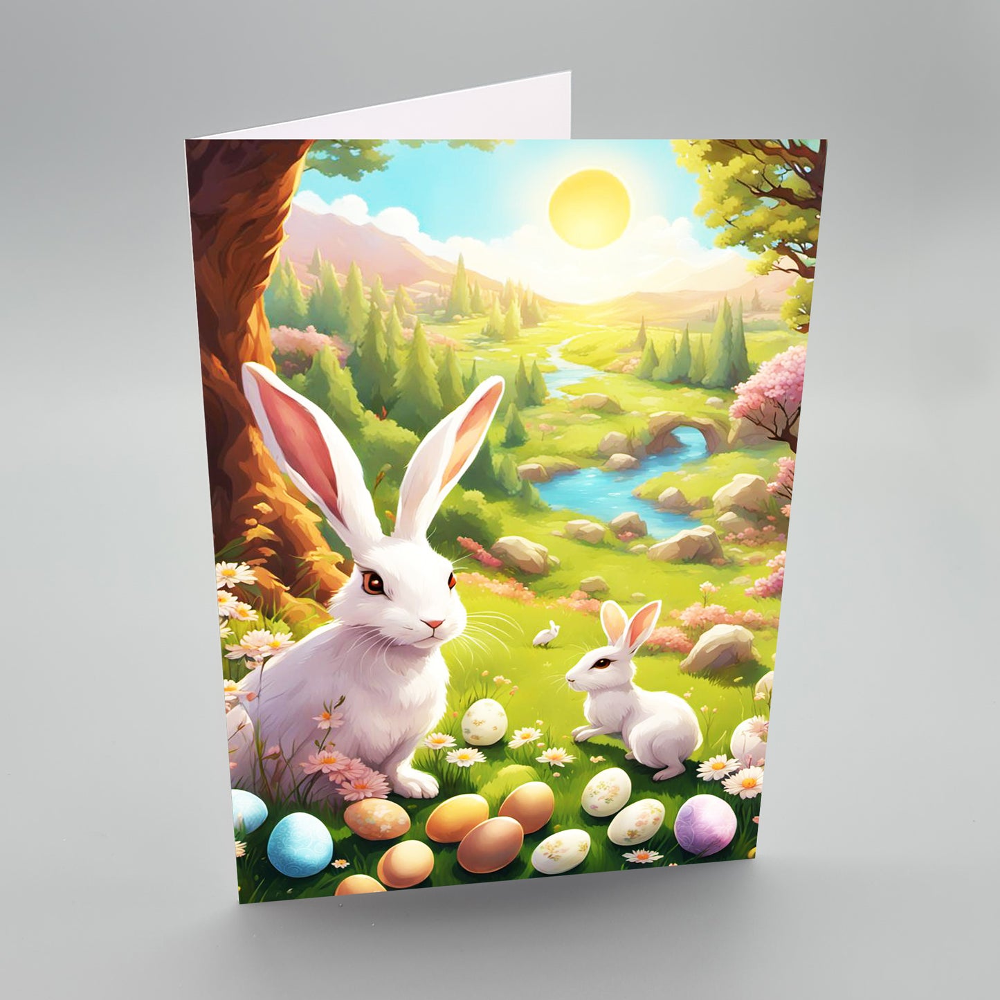 Easter Card – Bunnies and Eggs – Blank GC242