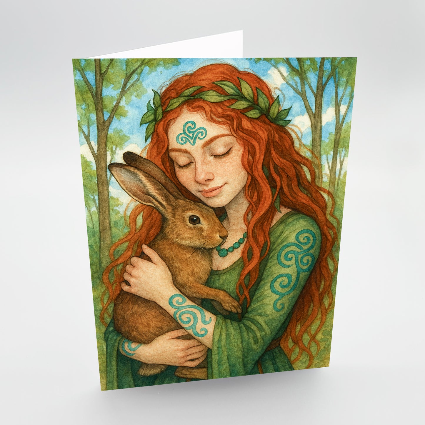 Girl with Hare Greetings Card