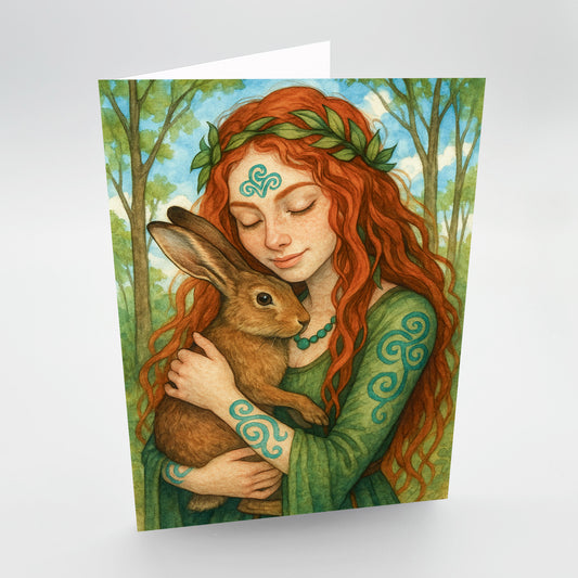 Girl with Hare Greetings Card
