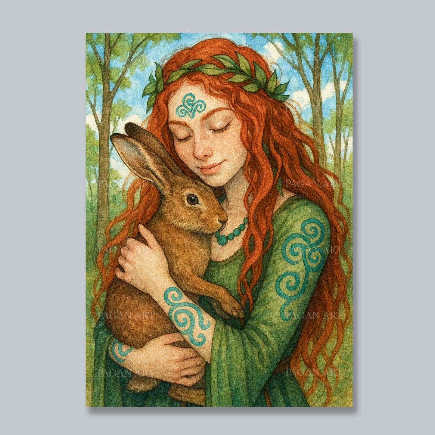 Girl with Hare Greetings Card