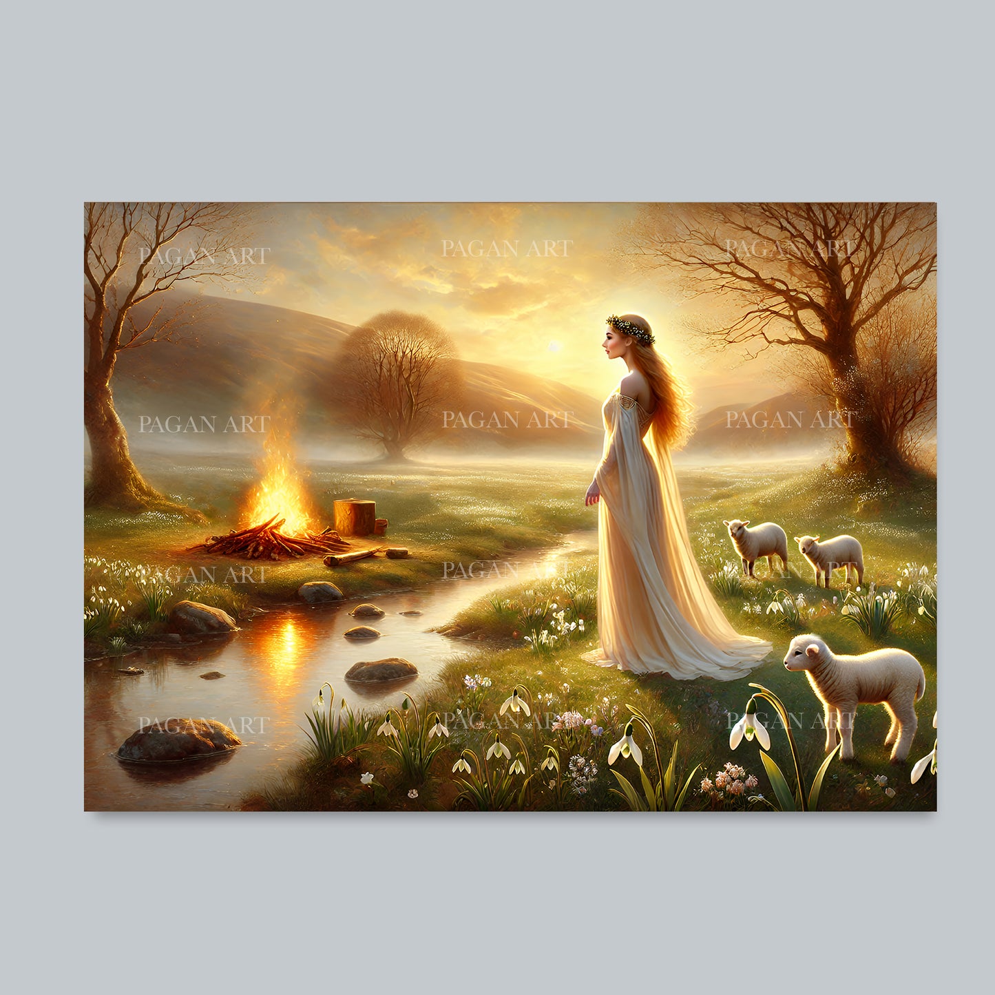 Imbolc, the start of spring, blank greetings card