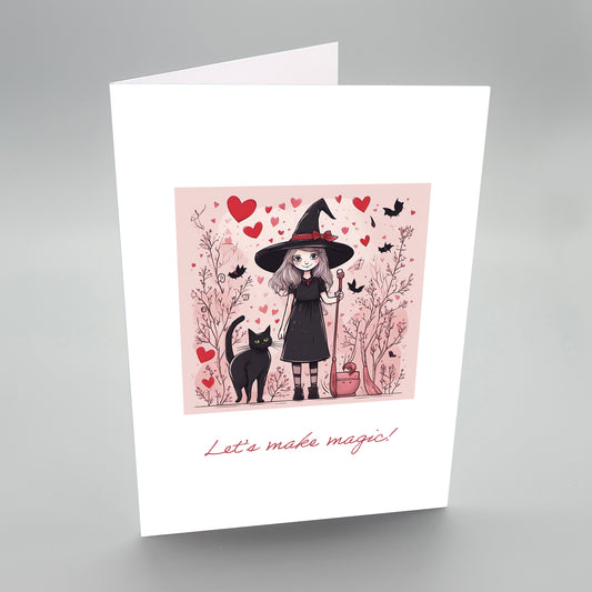 Valentines Card Witch and Cat – Lets Make Magic