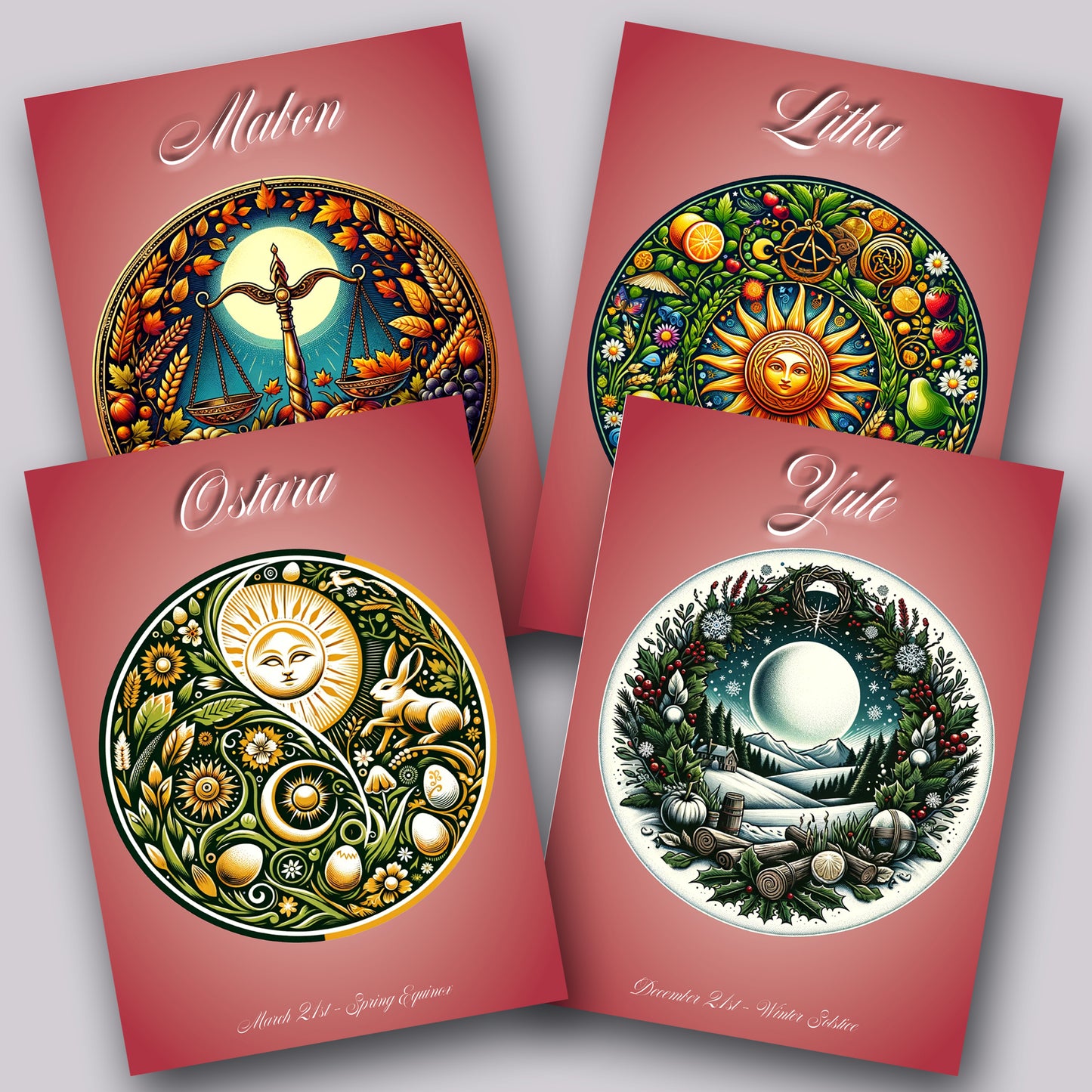 Altar Cards, Ostara, Litha, Mabon, Yule