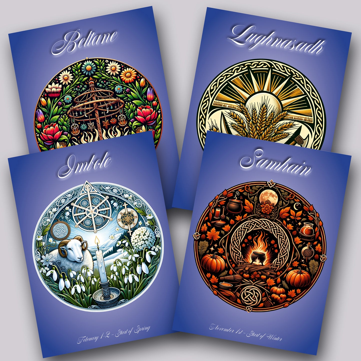 Altar Cards, Beltane, Imbolc, Lammas, Samhian