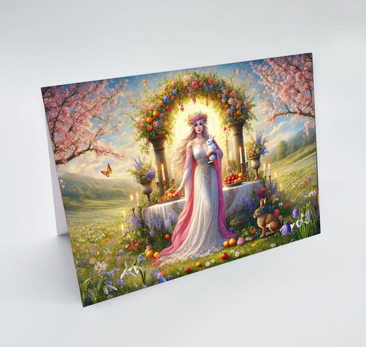 OSTARA, Ostara Gifts, spring goddess, Easter card, greetings card, blank card