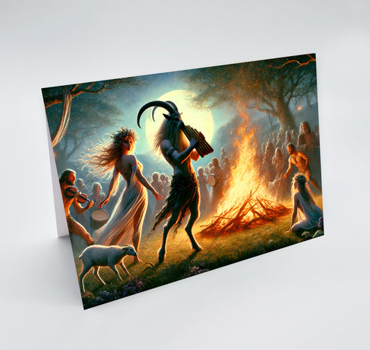 BELTANE, Pan's Dance, May Day, Greetings Card, Altar Card