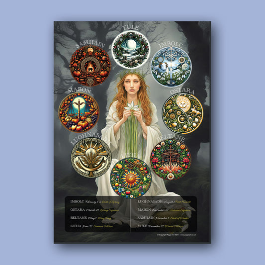 A3 Pagan Wheel of the Year Wall Poster