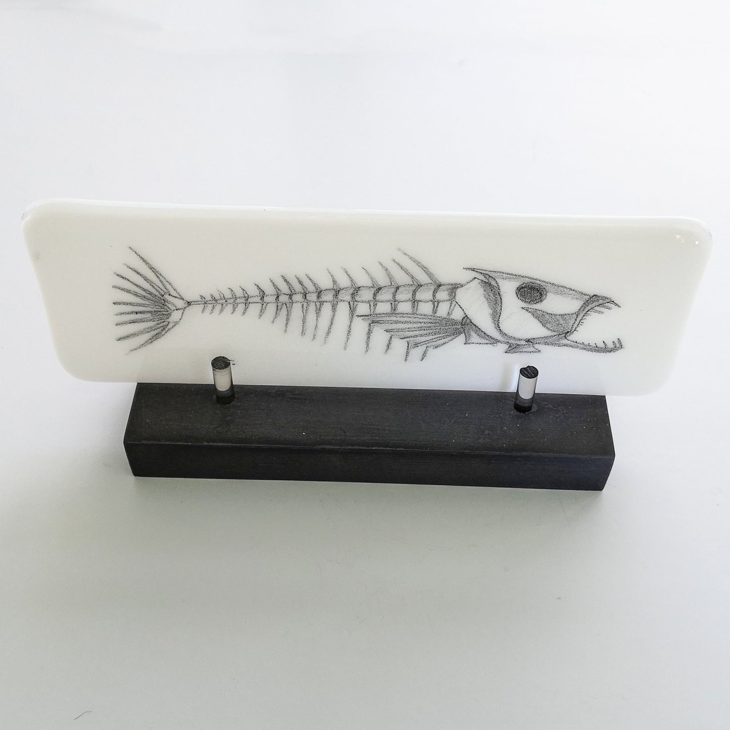 Fossil Fish Glass with Stand, handmade in UK