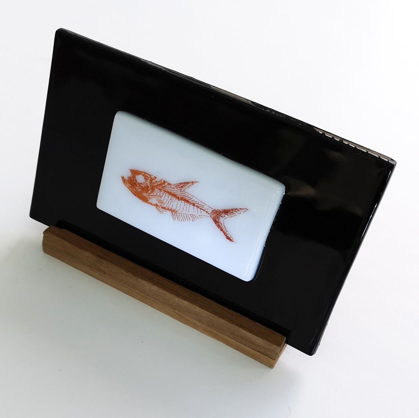 Fossil Fish Art Glass Display Piece, Handmade in the UK