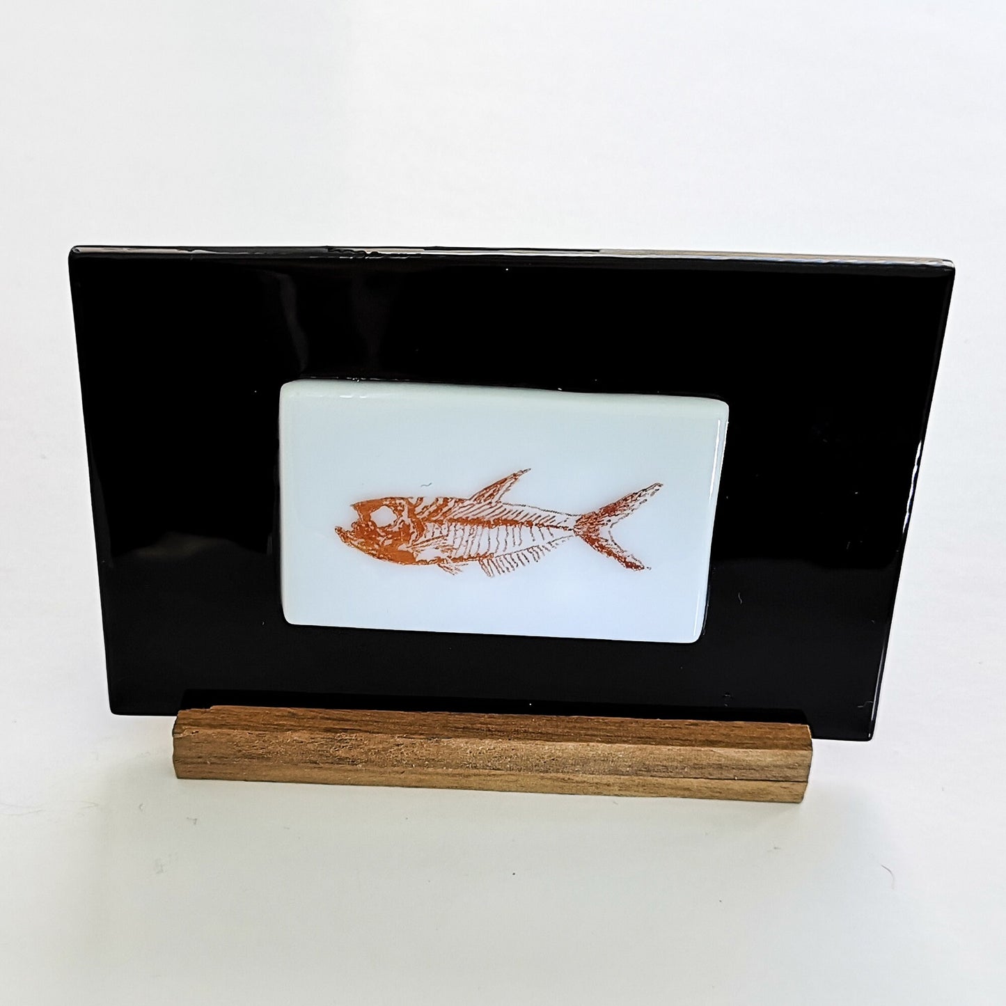 Fossil Fish Art Glass Display Piece, Handmade in the UK