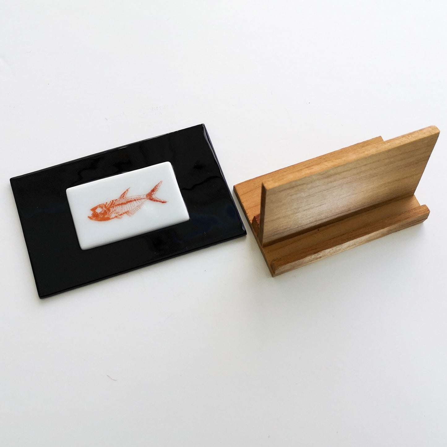 Fossil Fish Art Glass Display Piece, Handmade in the UK