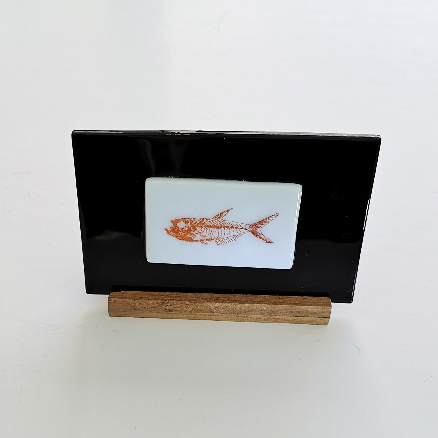 Fossil Fish Art Glass Display Piece, Handmade in the UK