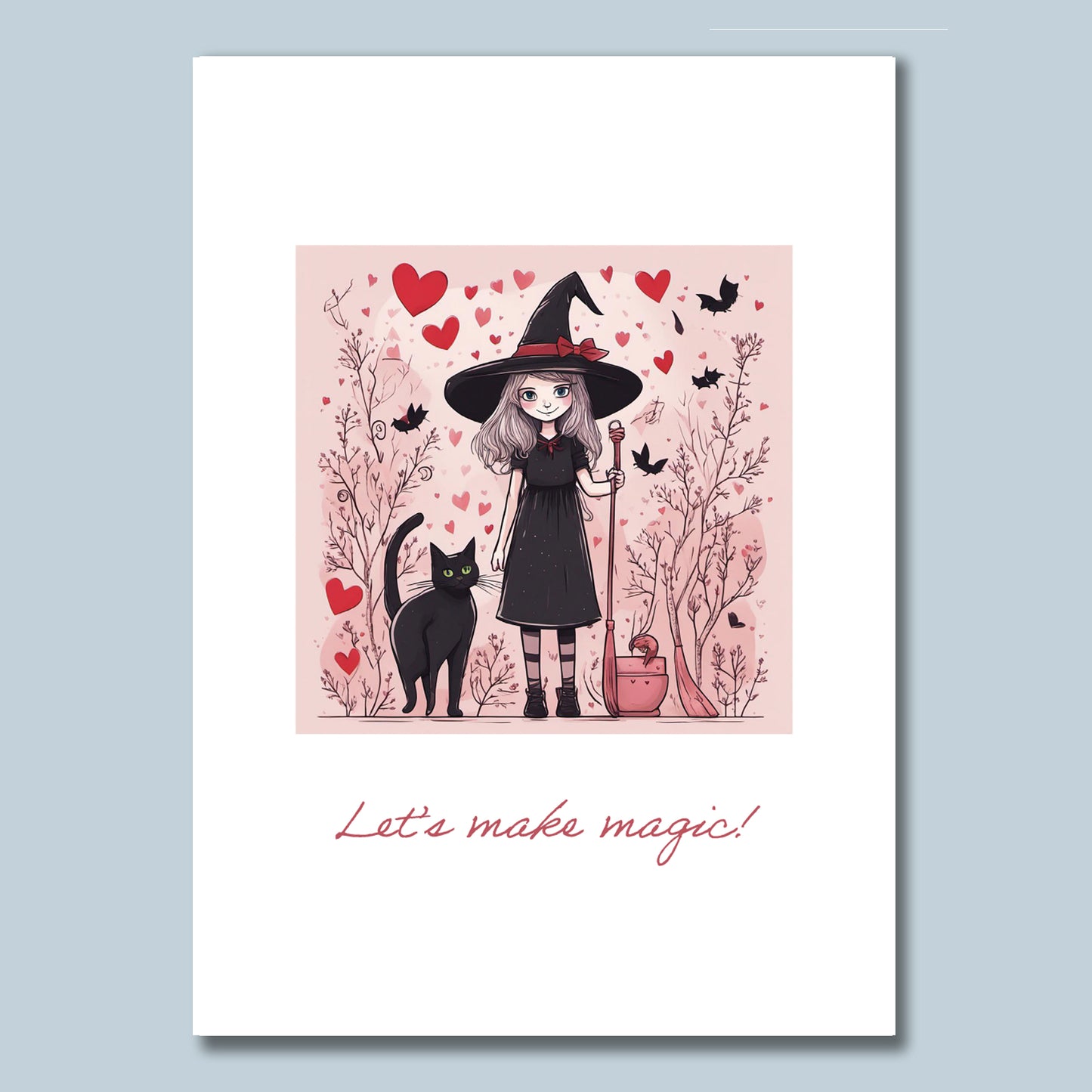 Valentines Card Witch and Cat – Lets Make Magic