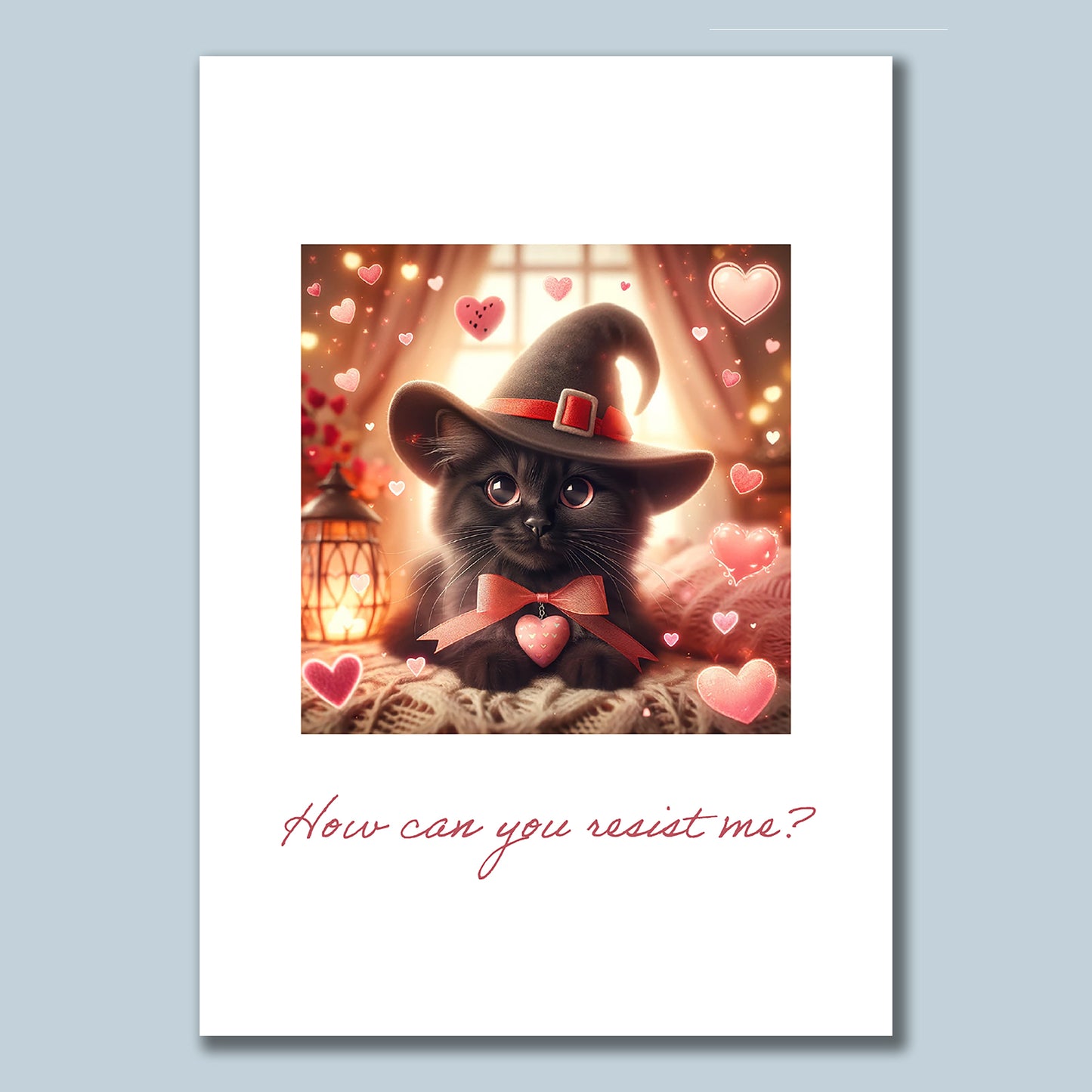 Valentines Card his or her, cute witch cat