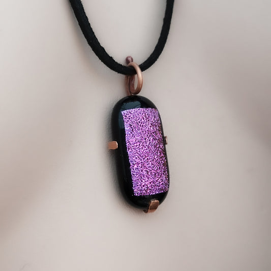 Mauve/dark pink Dichroic Glass Jewellery Pendant Necklace