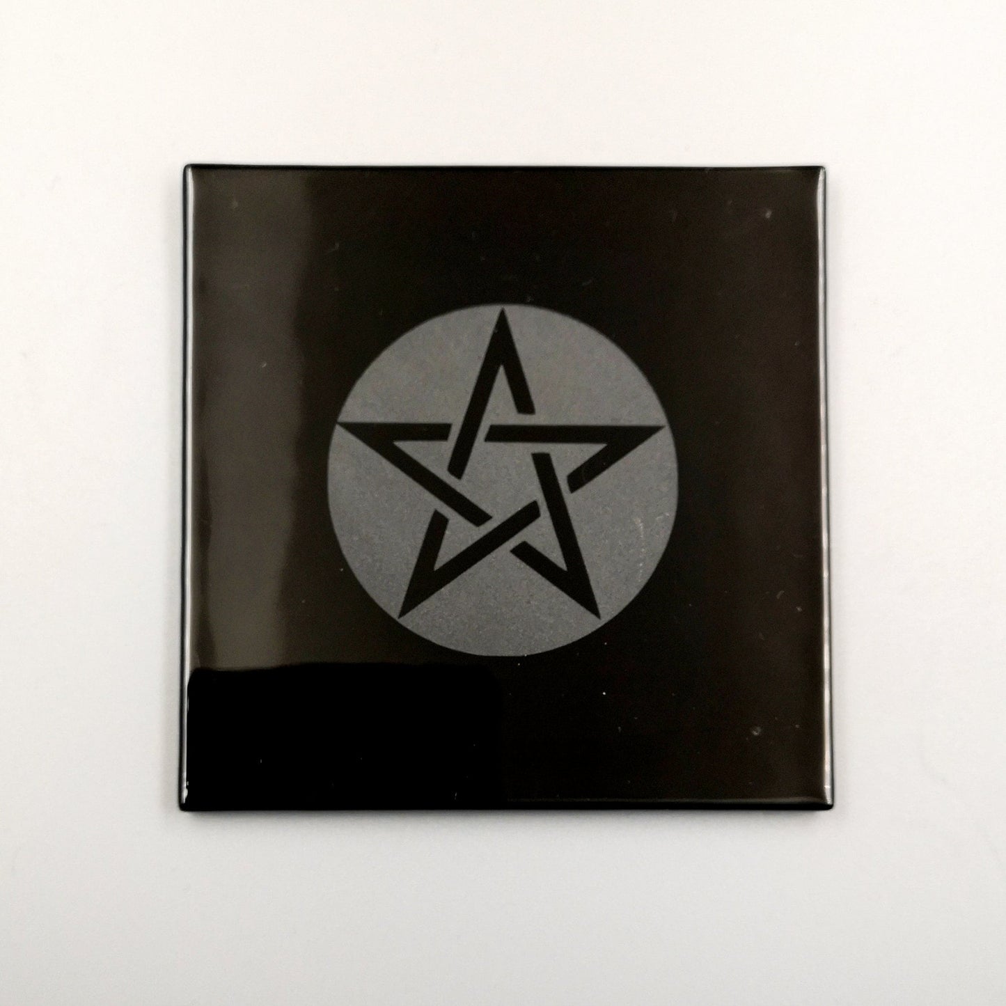 Pentagram Coaster – Black Glass, Altar, Ritual, Home