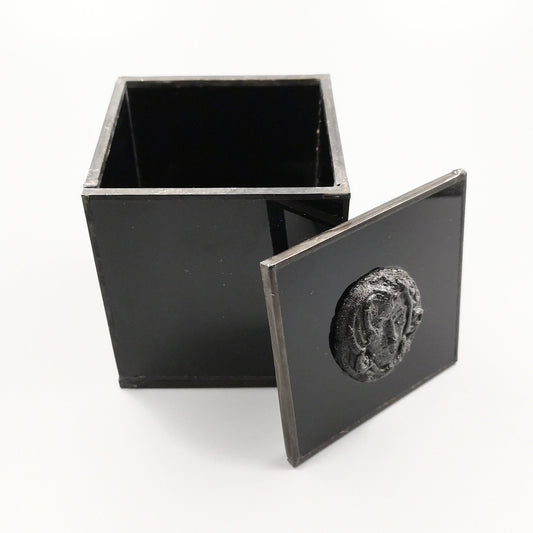 Medieval style Box in Black Glass, Handmade in UK