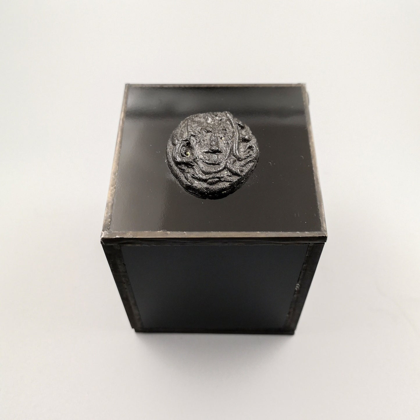 Medieval style Box in Black Glass, Handmade in UK