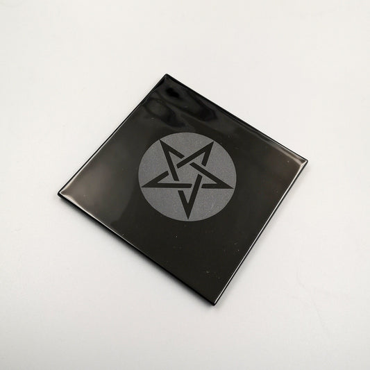 Pentagram Coaster – Black Glass, Altar, Ritual, Home