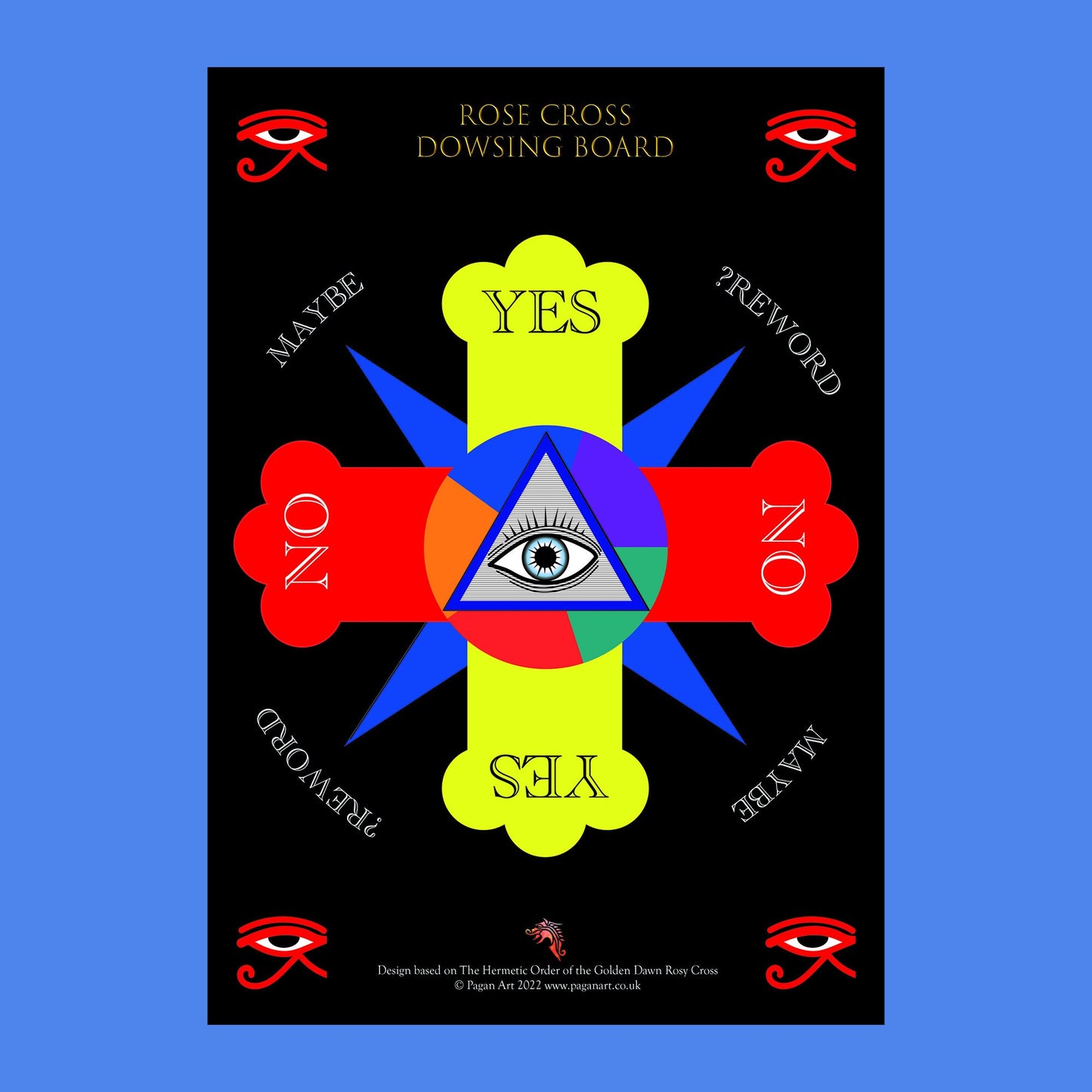 Golden Dawn Rose Cross Dowsing Board + FREE 8pp scrying booklet