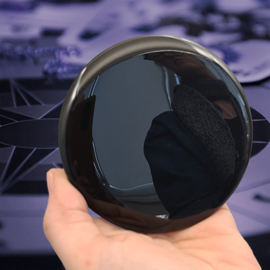 96mm Convex Divination Scrying Black Handmade Mirror