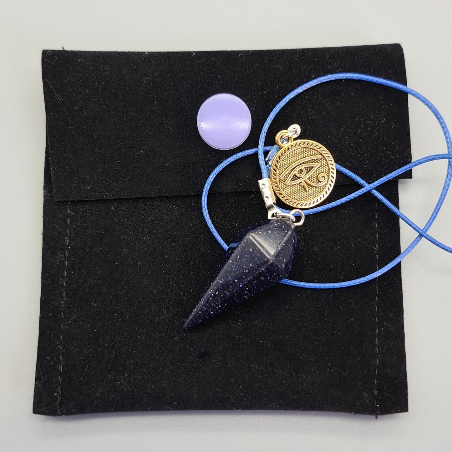 Blue Goldstone Eye of Horus Dowsing Pendulum with FREE Scrying Guide