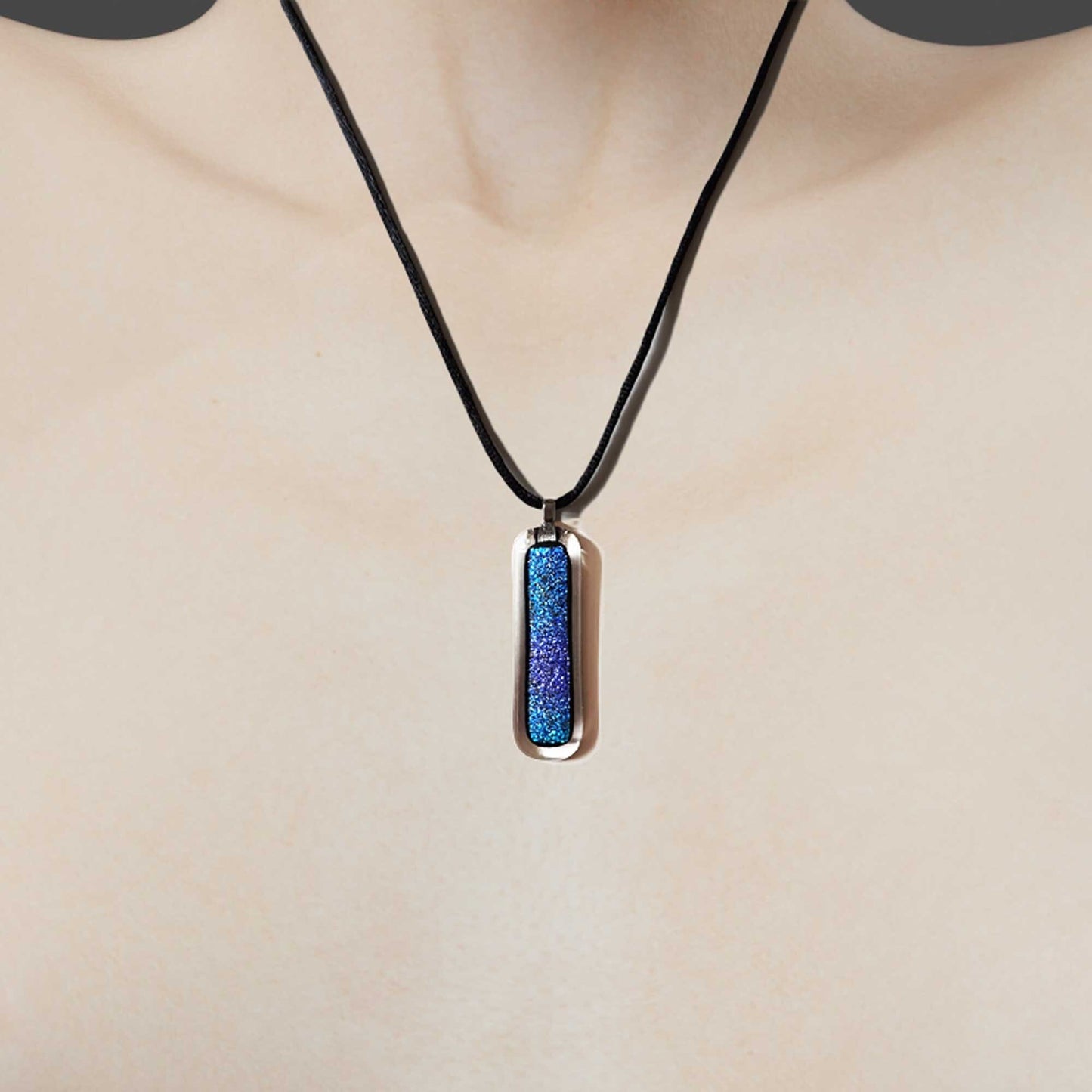 Blue Pendant Necklace  – Handmade from Dichroic Glass