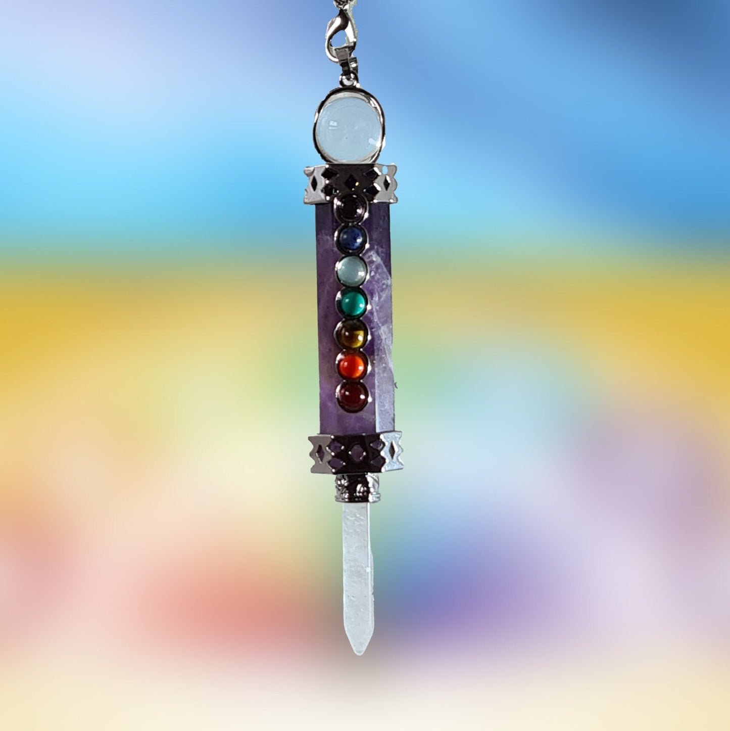 Amethyst Dowsing Pendulum, Chakra Balancing, Divination, Healing