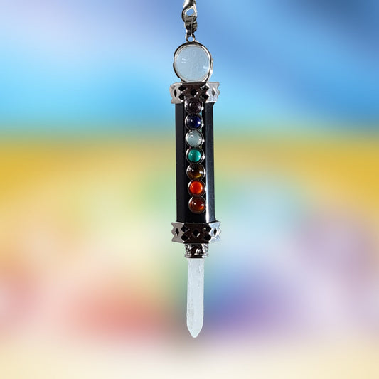 Black Agate Dowsing Pendulum, Chakra Balancing, Divination, Healing