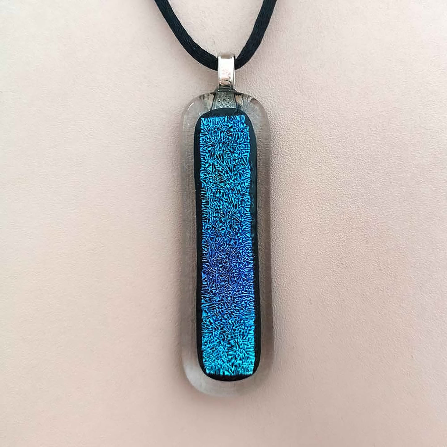 Blue Pendant Necklace  – Handmade from Dichroic Glass