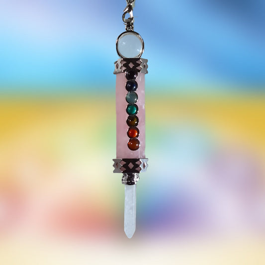 Rose Quartz Dowsing Pendulum, Chakra Balancing, Divination, Healing