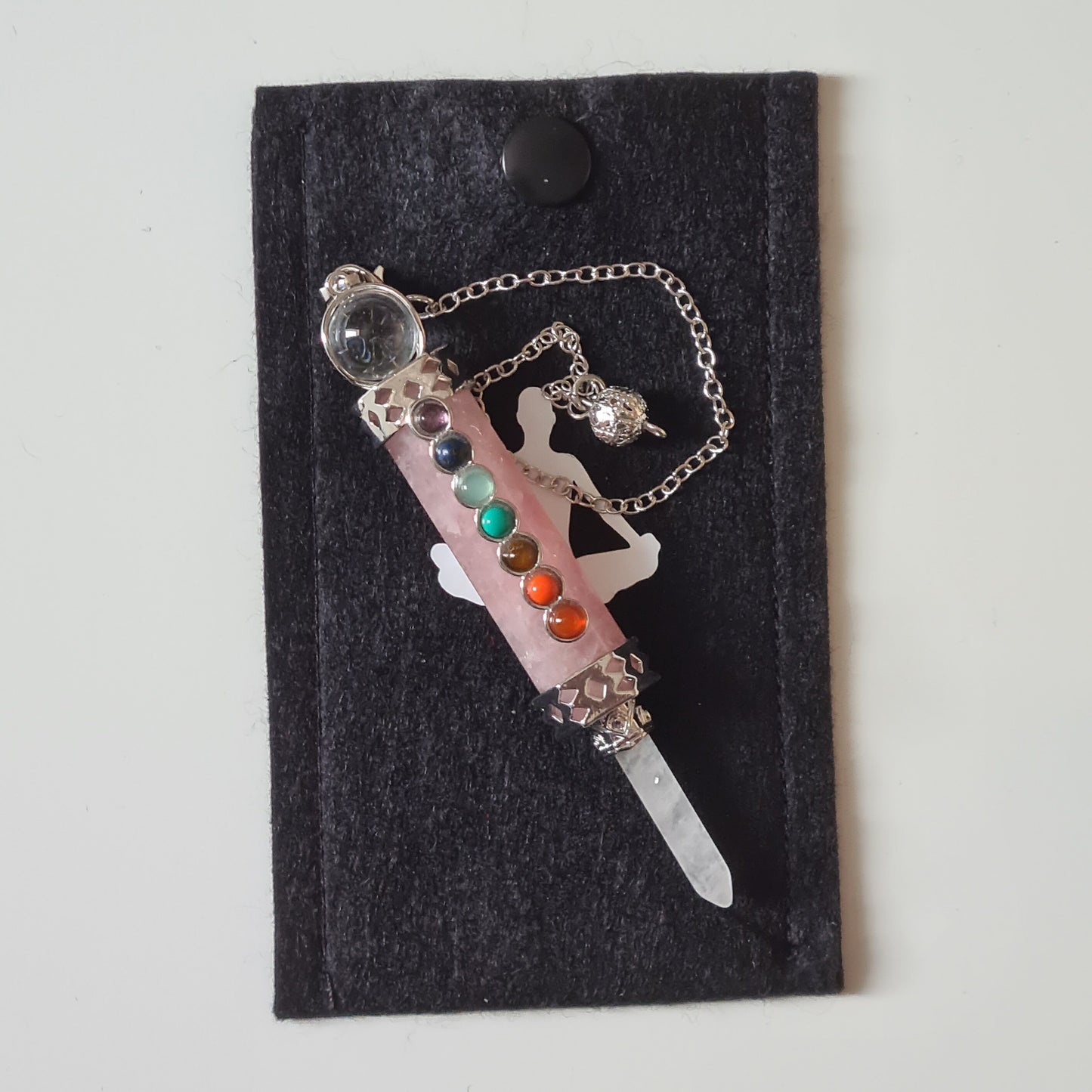 Rose Quartz Dowsing Pendulum, Chakra Balancing, Divination, Healing