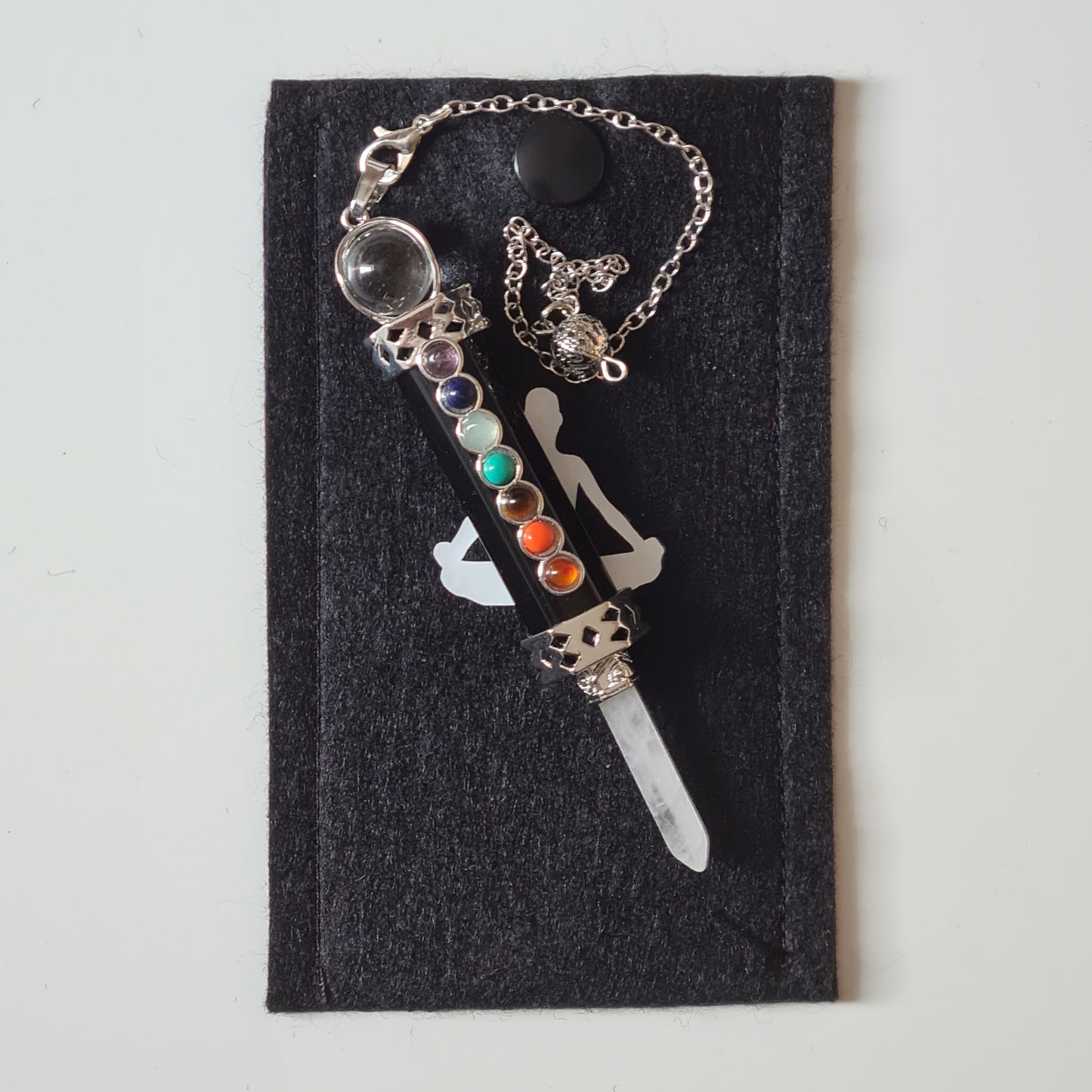 Black Agate Dowsing Pendulum, Chakra Balancing, Divination, Healing